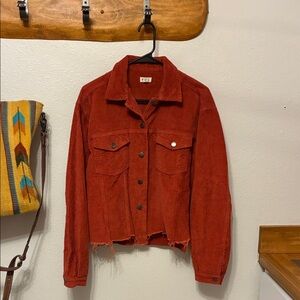 POL Women's Rust Corduroy Jean Jacket